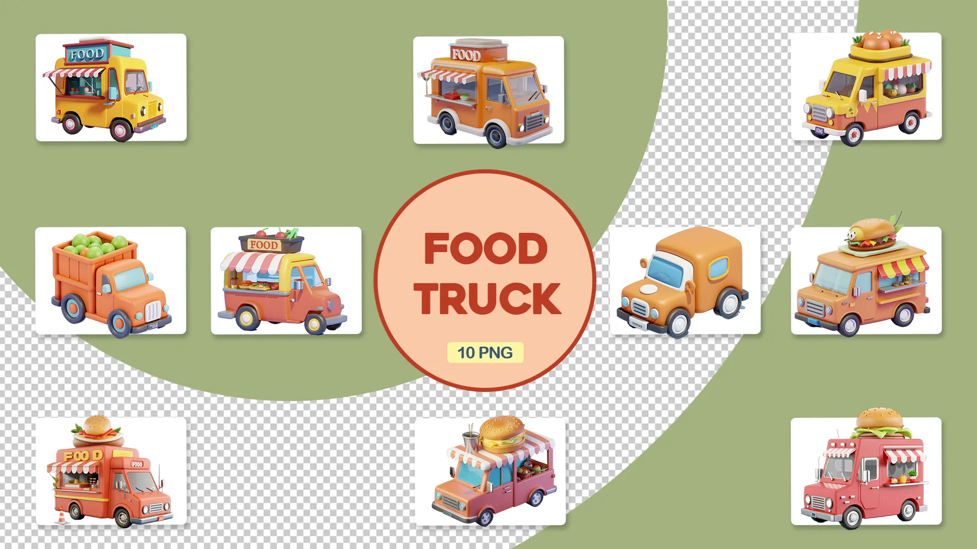 Unique Food Truck 3D Icons Collection
